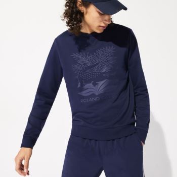 Lacoste SPORT Roland Garros Plant Print Sweatshirt - Mikiny Pánské Tmavě Blankyt Blankyt / Zelene |